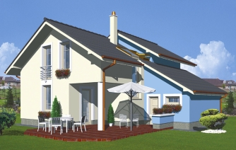 Multi-storey family house with a garage.